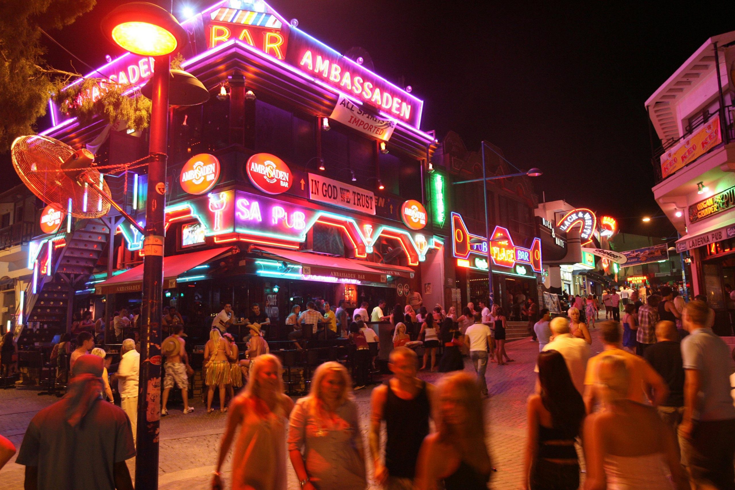 One of the main strips in Ayia Napa, Cyprus.