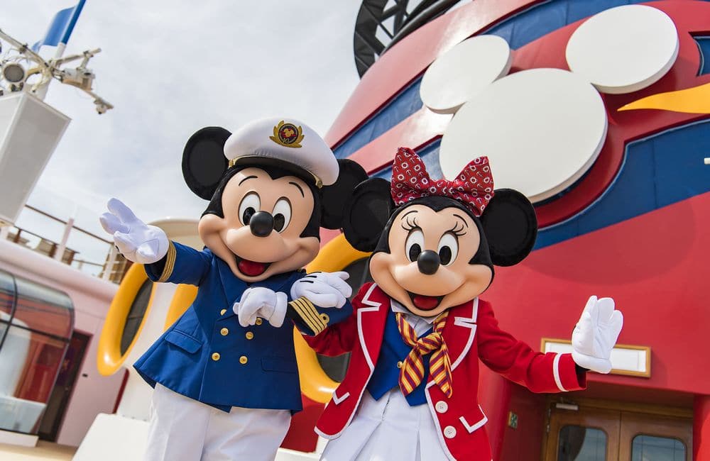 The Disney Wonder crew would not be complete without Captain Mickey and First Mate Minnie, who greet guests onboard the ship. Special visits from favorite Disney characters are guaranteed to delight the entire family every day on the Disney Wonder. (Matt Stroshane, photographer)